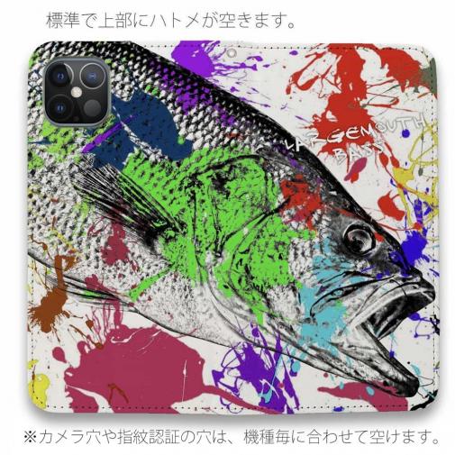 【手帳型ベルトなし】【Stick Case】ブラックバス　ペンキペイント