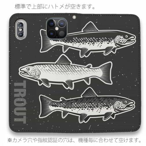 【手帳型ベルトなし】【Stick Case】シンプルなトラウト三兄弟