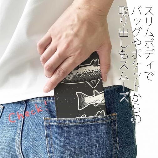 【手帳型ベルトなし】【Stick Case】シンプルなトラウト三兄弟