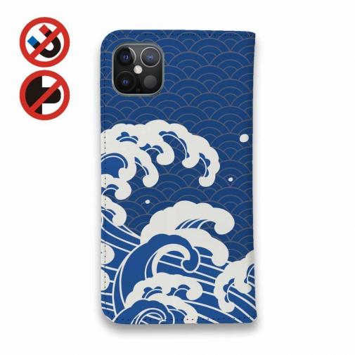 【手帳型ベルトなし】【Stick Case】浮世絵風　波のイラスト