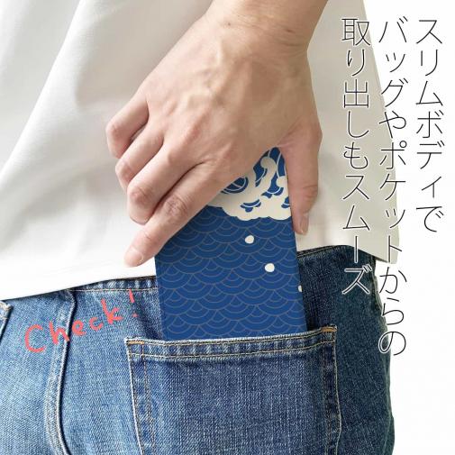 【手帳型ベルトなし】【Stick Case】浮世絵風　波のイラスト