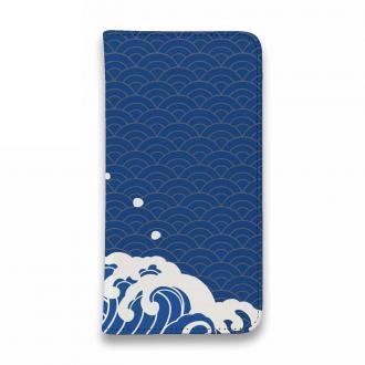 【手帳型ベルトなし】【Stick Case】浮世絵風　波のイラスト