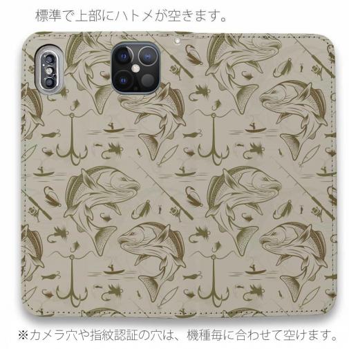 【手帳型ベルトなし】【Stick Case】ビンテージ　フライフィッシング　シームレスパターン