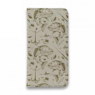 【手帳型ベルトなし】【Stick Case】ビンテージ　フライフィッシング　シームレスパターン