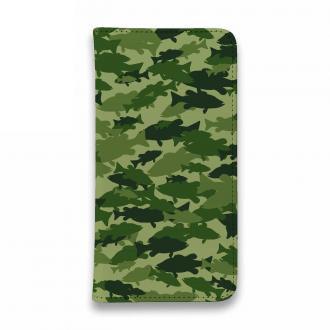 【手帳型ベルトなし】【Stick Case】ブラックバス　迷彩大柄　フォレストグリーン