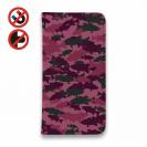 【手帳型ベルトなし】【Stick Case】ブラックバス　迷彩大柄　レッドカラー