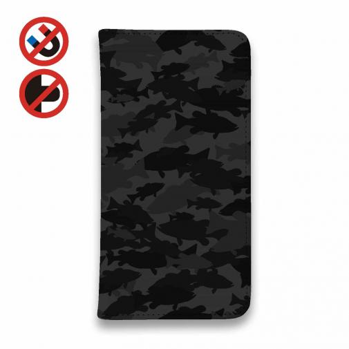 【手帳型ベルトなし】【Stick Case】ブラックバス　迷彩大柄　ビターブラック