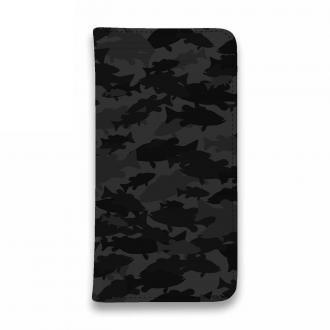 【手帳型ベルトなし】【Stick Case】ブラックバス　迷彩大柄　ビターブラック