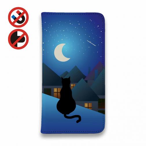 【手帳型ベルトなし】【Stick Case】月と猫(ネコ) スマホケース