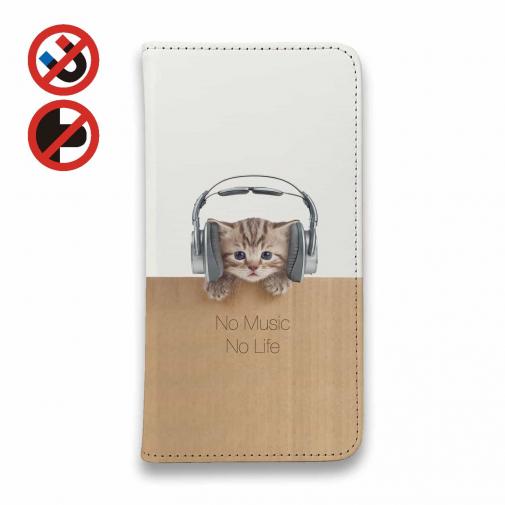 【手帳型ベルトなし】【Stick Case】猫だってNo Music No Life