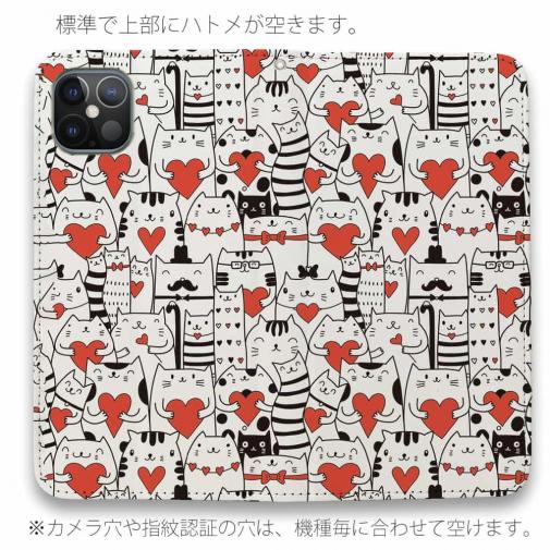 【手帳型ベルトなし】【Stick Case】ハート猫