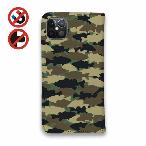 【手帳型ベルトなし】【Stick Case】HEDGEHOG STUDIO　迷彩柄　ブラックバス　ウッドランド