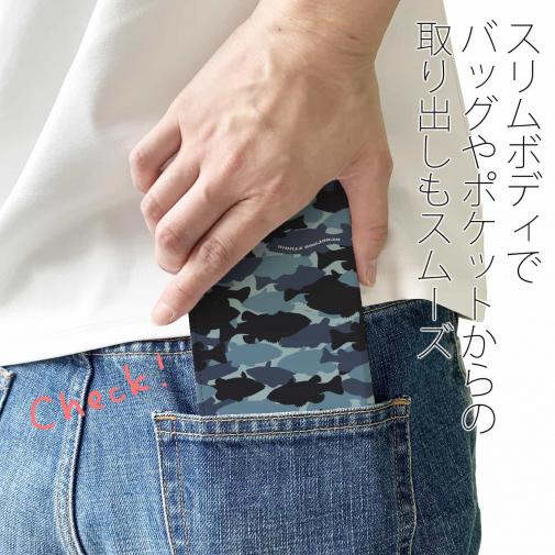 【手帳型ベルトなし】【Stick Case】HEDGEHOG STUDIO　迷彩柄　ブラックバス　ナチュラルプロブルー