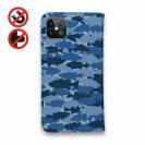 【手帳型ベルトなし】【Stick Case】HEDGEHOG STUDIO　迷彩柄　ブラックバス　スカイブルー