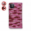 【手帳型ベルトなし】【Stick Case】HEDGEHOG STUDIO　迷彩柄　ブラックバス　バブルガムピンク