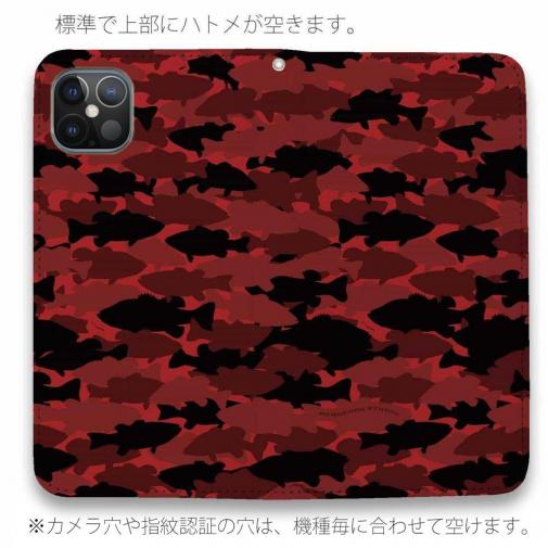 【手帳型ベルトなし】【Stick Case】HEDGEHOG STUDIO　迷彩柄　ブラックバス　ピノノワール