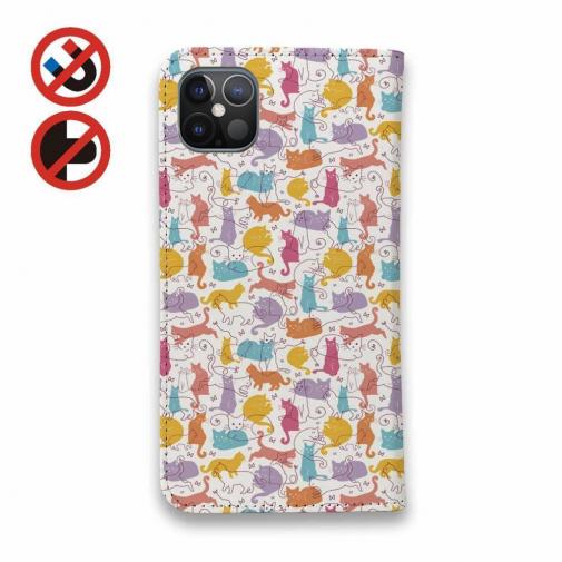 【手帳型ベルトなし】【Stick Case】毛糸と猫のシームレスパターン　パート3