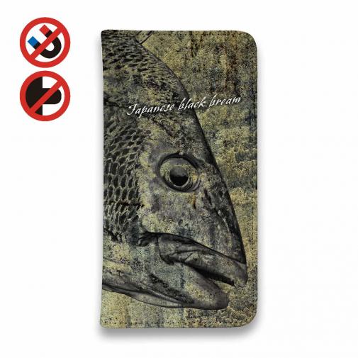 【手帳型ベルトなし】【Stick Case】クロダイ(チヌ)墨絵風