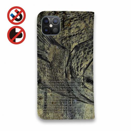 【手帳型ベルトなし】【Stick Case】クロダイ(チヌ)墨絵風