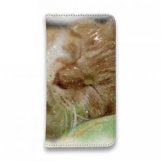 【手帳型ベルトなし】【Stick Case】眠り猫アップ!