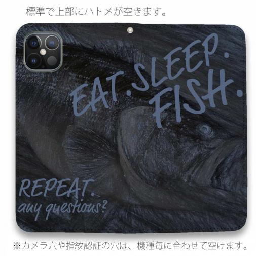 【手帳型ベルトなし】【Stick Case】Eat.Sleep.Fish... black bass