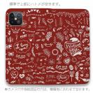 【手帳型ベルトなし】【Stick Case】ビンテージなイラスト　レッド