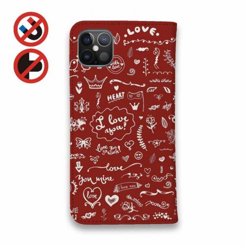 【手帳型ベルトなし】【Stick Case】ビンテージなイラスト　レッド