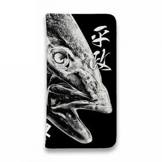 【手帳型ベルトなし】【Stick Case】平政(ヒラマサ)墨絵風　黒