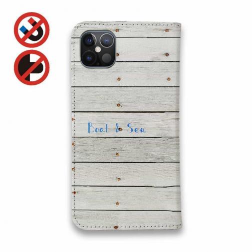 【手帳型ベルトなし】【Stick Case】錨・帆船・コンパス・貝殻・灯台　海をイメージするイラスト