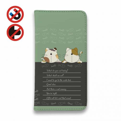 【手帳型ベルトなし】【Stick Case】2匹の猫の会話