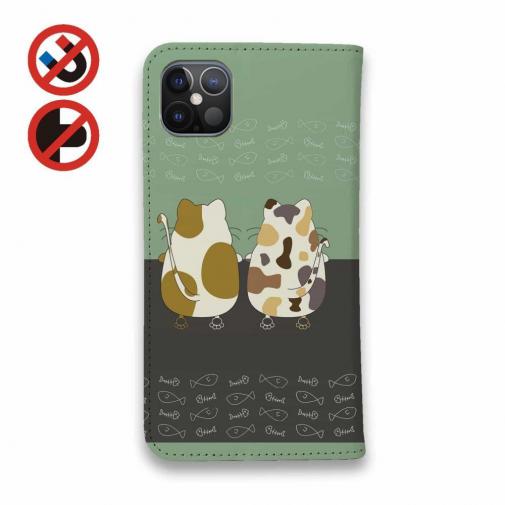 【手帳型ベルトなし】【Stick Case】2匹の猫の会話