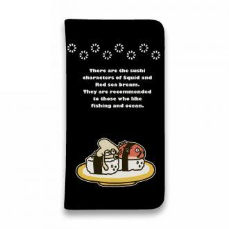 【手帳型ベルトなし】【Stick Case】マダイ&イカ　ブラック&ホワイトバージョン