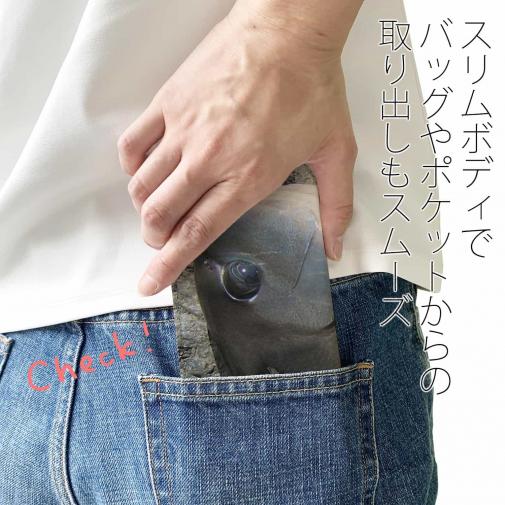 【手帳型ベルトなし】【Stick Case】オナガグレ2