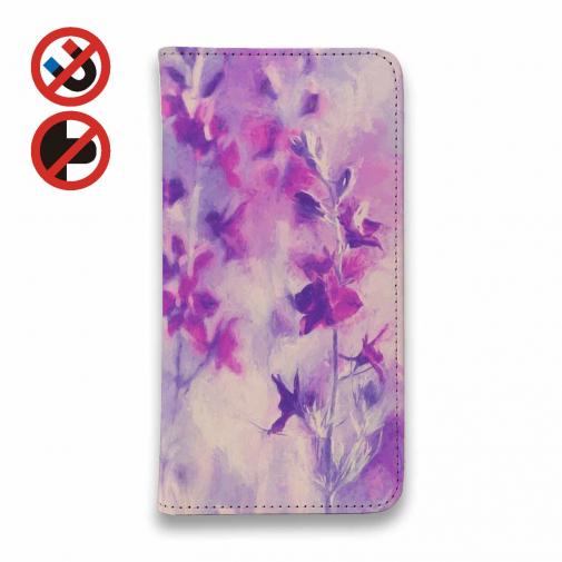 【手帳型ベルトなし】【Stick Case】ラベンダー パープルフラワー
