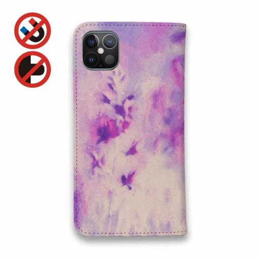 【手帳型ベルトなし】【Stick Case】ラベンダー　パープルフラワー