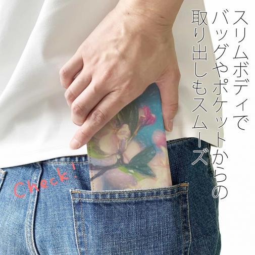 【手帳型ベルトなし】【Stick Case】桜と青空 スケッチ