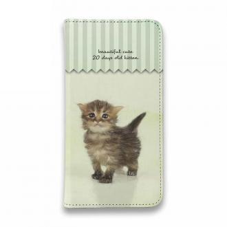 【手帳型ベルトなし】【Stick Case】生後20日の可愛い子猫　イラスト