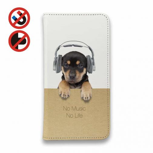 【手帳型ベルトなし】【Stick Case】子犬だってNo Music No Life