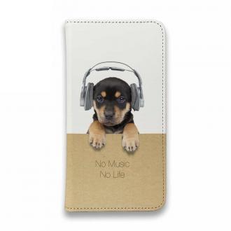 【手帳型ベルトなし】【Stick Case】子犬だってNo Music No Life
