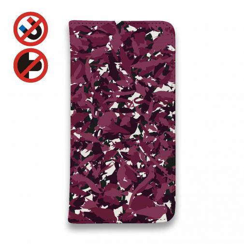 【手帳型ベルトなし】【Stick Case】あかり　百目ロゴ　迷彩ワインレッド