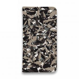 【手帳型ベルトなし】【Stick Case】あかり　百目ロゴ　迷彩オールドブラウン