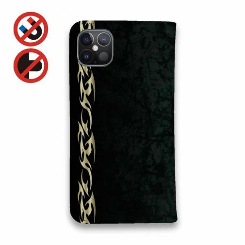 【手帳型ベルトなし】【Stick Case】鬼掛　黒刃(くろやいば)　ターコイズ