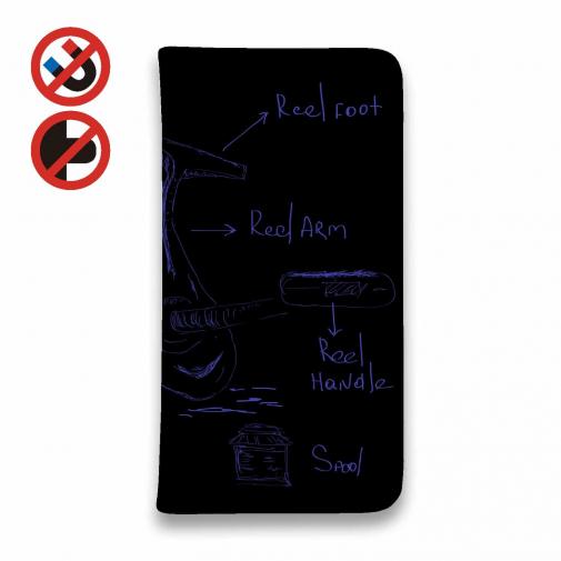 【手帳型ベルトなし】【Stick Case】リールの解説　手書き風　ブラック