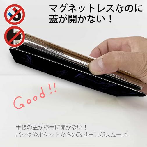 【手帳型ベルトなし】【Stick Case】リールの解説　手書き風　ブラック
