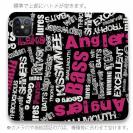 【手帳型ベルトなし】【Stick Case】BASS テキストデザイン　ショッキングピンク