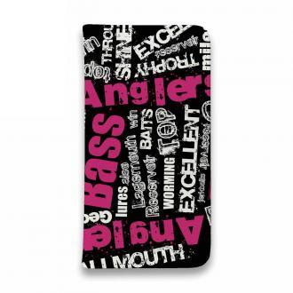 【手帳型ベルトなし】【Stick Case】BASS テキストデザイン　ショッキングピンク