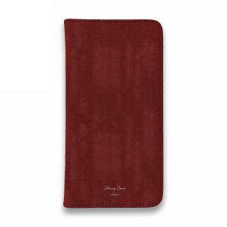 【手帳型ベルトなし】【Stick Case】スエード風大人のワインレッド