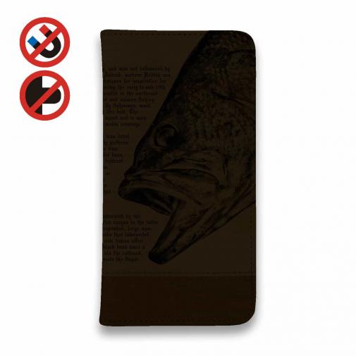【手帳型ベルトなし】【Stick Case】ブラックバス釣り 革風デザイン