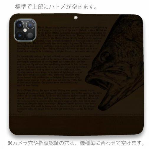 【手帳型ベルトなし】【Stick Case】ブラックバス釣り　革風デザイン