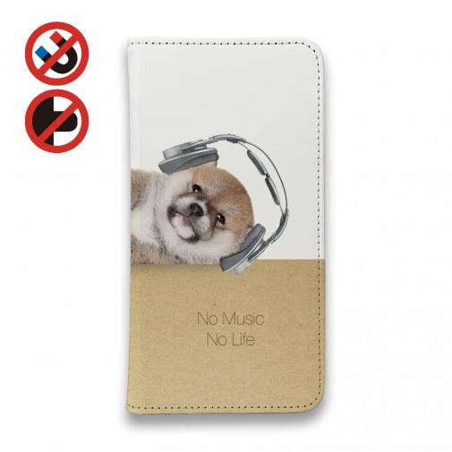 【手帳型ベルトなし】【Stick Case】柴子犬だってNo Music No Life